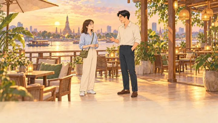강변 카페에서 쉬기